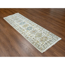 Load image into Gallery viewer, 2&#39;7&quot;x7&#39;9&quot; Acoustic White, Hand Knotted, Karajeh Design Tribal Medallions, Extra Soft Wool, Runner Oriental Rug FWR507642