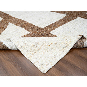12'3"x17'9" Earth Tone Colors, Soft and Vibrant Pile, 100% Wool, Sustainable, Hand Knotted, Undyed Natural Abrash, Minimalist Design, Tone on Tone, Oversized Oriental Rug FWR507762