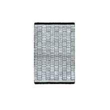 Load image into Gallery viewer, 2&#39;x3&#39; Oxford Gray with Raisin Black, Modern Textured and Variegated Line Design, 100% wool, Hand Loomed, Mat Oriental Rug FWR507936