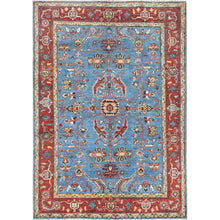 Load image into Gallery viewer, 4&#39;x5&#39;8&quot; Steel Blue, Afghan Peshawar with All Over Heriz Design, Extra Soft Wool, Hand Knotted, Oriental Rug FWR510036