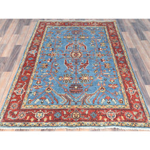 Load image into Gallery viewer, 4&#39;x5&#39;8&quot; Steel Blue, Afghan Peshawar with All Over Heriz Design, Extra Soft Wool, Hand Knotted, Oriental Rug FWR510036