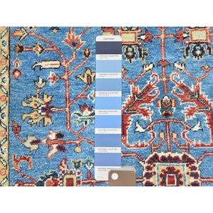 4'x5'8" Steel Blue, Afghan Peshawar with All Over Heriz Design, Extra Soft Wool, Hand Knotted, Oriental Rug FWR510036