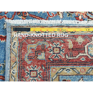 4'x5'8" Steel Blue, Afghan Peshawar with All Over Heriz Design, Extra Soft Wool, Hand Knotted, Oriental Rug FWR510036