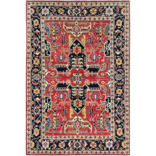 Load image into Gallery viewer, 6&#39;1&quot;x9&#39;2&quot; Imperial Red, Afghan Peshawar with Large Medallion Heriz Design, Natural Dyes, Densely Woven, Soft Wool, Hand Knotted, Oriental Rug FWR510138