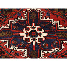 Load image into Gallery viewer, 6&#39;8&quot;x9&#39;3&quot; Tomato Red, Hand Knotted, Worn Wool, Vintage Persian Heriz, Good Condition, Sides and Ends Professionally Secured, Cleaned, Oriental Rug FWR511422