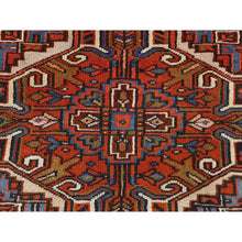 Load image into Gallery viewer, 6&#39;9&quot;x10&#39; Rust Red, Vintage Persian Heriz, Sides and Ends Professionally Secured, Cleaned, Distressed Look Worn Wool, Hand Knotted, Oriental Rug FWR511446