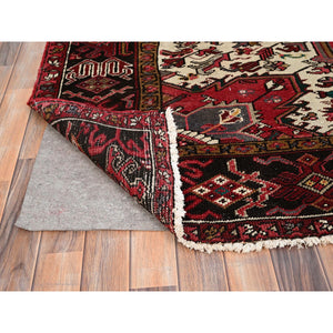 7'10"x11'5" Imperial Red, Pure Wool, Hand Knotted, Semi Antique Bohemian Persian Heriz, Good Condition, Rustic Feel, Sides and Ends Professionally Secured, Cleaned, Oriental Rug FWR511902