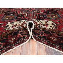 Load image into Gallery viewer, 7&#39;10&quot;x11&#39;5&quot; Imperial Red, Pure Wool, Hand Knotted, Semi Antique Bohemian Persian Heriz, Good Condition, Rustic Feel, Sides and Ends Professionally Secured, Cleaned, Oriental Rug FWR511902