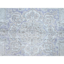 Load image into Gallery viewer, 6&#39;9&quot;x9&#39;10&quot; Blue Gray, Hand Knotted, Vintage Persian Tabriz, Distressed Look, Cropped Thin, Pure Wool, Oriental Rug FWR512382