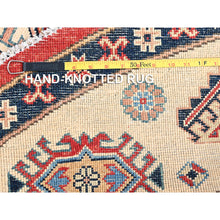 Load image into Gallery viewer, 8&#39;x8&#39; Candy Red, Hand Knotted, Vegetable Dyes, Special Kazak with Geometric Medallions, Pure Wool, Round Oriental Rug FWR512550