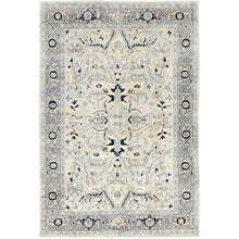 Load image into Gallery viewer, 6&#39;x8&#39;9&quot; Battleship Grey, Afghan Peshawar with Serapi Heriz Design, Soft Wool, Vegetable Dyes, Dense Weave, Hand Knotted, Oriental Rug FWR513666