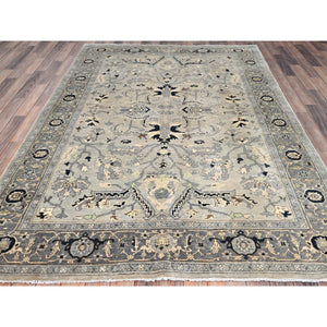 6'x8'9" Battleship Grey, Afghan Peshawar with Serapi Heriz Design, Soft Wool, Vegetable Dyes, Dense Weave, Hand Knotted, Oriental Rug FWR513666