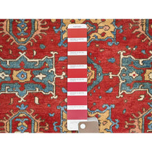 Load image into Gallery viewer, 4&#39;x5&#39;7&quot; Crimson Red, Vegetable Dyes, Hand Knotted, Natural Wool, Afghan Peshawar with Serapi Heriz Design, Dense Weave, Oriental Rug FWR513834