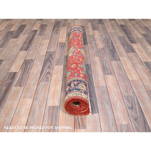 Load image into Gallery viewer, 4&#39;x5&#39;7&quot; Crimson Red, Vegetable Dyes, Hand Knotted, Natural Wool, Afghan Peshawar with Serapi Heriz Design, Dense Weave, Oriental Rug FWR513834