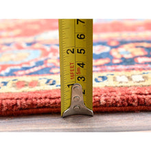 Load image into Gallery viewer, 4&#39;x5&#39;7&quot; Crimson Red, Vegetable Dyes, Hand Knotted, Natural Wool, Afghan Peshawar with Serapi Heriz Design, Dense Weave, Oriental Rug FWR513834