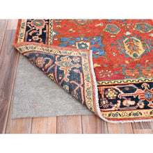 Load image into Gallery viewer, 3&#39;10&quot;x5&#39;7&quot; Chili Red, Pure Wool, Dense Weave, Afghan Peshawar with Serapi Heriz Design, Natural Dyes, Hand Knotted, Oriental Rug FWR513840