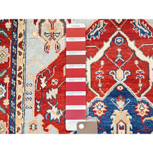 Load image into Gallery viewer, 4&#39;x6&#39; Arctic Blue, Afghan Peshawar with Serapi Heriz Design, Soft Wool, Dense Weave, Vegetable Dyes, Hand Knotted, Oriental Rug FWR513846