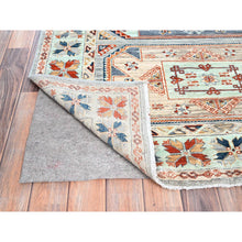 Load image into Gallery viewer, 4&#39;x11&#39;9&quot; Arctic Blue, 200 KPSI, Natural Dyes, 100% Wool, Armenian Inspired Caucasian Design, Hand Knotted, Wide Runner Oriental Rug FWR515040