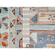 Load image into Gallery viewer, 4&#39;x11&#39;9&quot; Arctic Blue, 200 KPSI, Natural Dyes, 100% Wool, Armenian Inspired Caucasian Design, Hand Knotted, Wide Runner Oriental Rug FWR515040