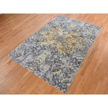 Load image into Gallery viewer, 6&#39;1&quot;x8&#39;10&quot; Cloud Gray, Abstract Design, Wool and Silk, Hand Knotted, Oriental Rug FWR522000