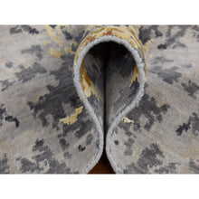 Load image into Gallery viewer, 6&#39;1&quot;x8&#39;10&quot; Cloud Gray, Abstract Design, Wool and Silk, Hand Knotted, Oriental Rug FWR522000