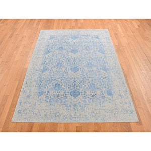 5'10"x8'9" Ruddy Blue, Hand Loomed, Broken Pomegranate Design, Tone on Tone, Oriental Rug FWR522114