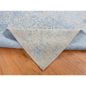 5'10"x8'9" Ruddy Blue, Hand Loomed, Broken Pomegranate Design, Tone on Tone, Oriental Rug FWR522114