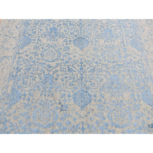 5'10"x8'9" Ruddy Blue, Hand Loomed, Broken Pomegranate Design, Tone on Tone, Oriental Rug FWR522114