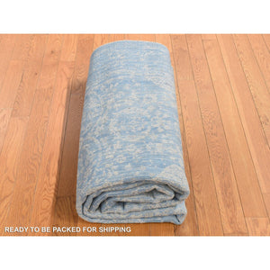 5'10"x8'9" Ruddy Blue, Hand Loomed, Broken Pomegranate Design, Tone on Tone, Oriental Rug FWR522114