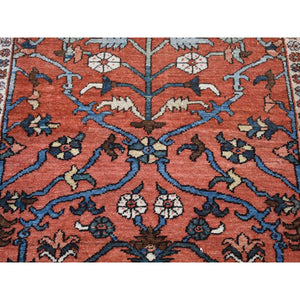 4'9"x6'1" Indian Red, Antique Persian Heriz, Hand Knotted, Pure Wool, Great Condition, Sides and Ends Professionally Secured, Cleaned, Rare Smaller Size, Oriental Rug FWR524436