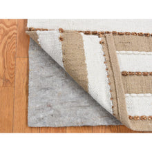 Load image into Gallery viewer, 2&#39;x3&#39; Tan Color, 100% Wool, Hand Woven, Flat Weave Pile, Natural Undyed Wool, Sample Fragment, Mat Oriental Rug FWR524496