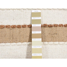 Load image into Gallery viewer, 2&#39;x3&#39; Tan Color, 100% Wool, Hand Woven, Flat Weave Pile, Natural Undyed Wool, Sample Fragment, Mat Oriental Rug FWR524496