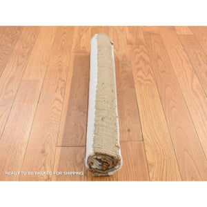 2'x3' Tan Color, 100% Wool, Hand Woven, Flat Weave Pile, Natural Undyed Wool, Sample Fragment, Mat Oriental Rug FWR524496