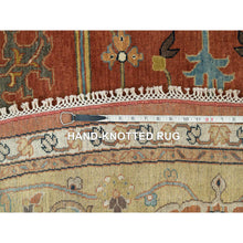 Load image into Gallery viewer, 12&#39;x12&#39; Blush Red, Soft Pile, Natural Dyes, Antiqued Fine Heriz Re-Creation, Densely Woven, Extra Soft Wool, Hand Knotted, Round Oriental Rug FWR540498