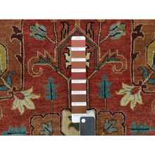 Load image into Gallery viewer, 12&#39;x12&#39; Japanese Carmine Red, Soft and Lush, Dense Weave, Hand Knotted, Antiqued Fine Heriz Re-Creation, Vegetable Dyes, 100% Wool, Round Oriental Rug FWR540612